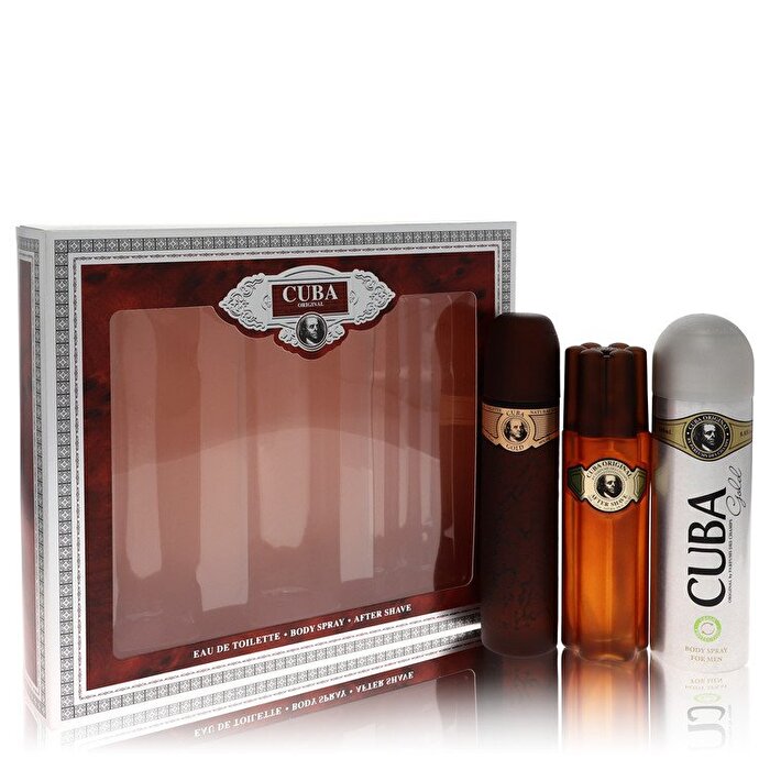 Fragluxe Cuba Gold Gift Set - Eau De Toilette Spray + After Shave Spray + 6.7 oz Body Deodorant Spray
